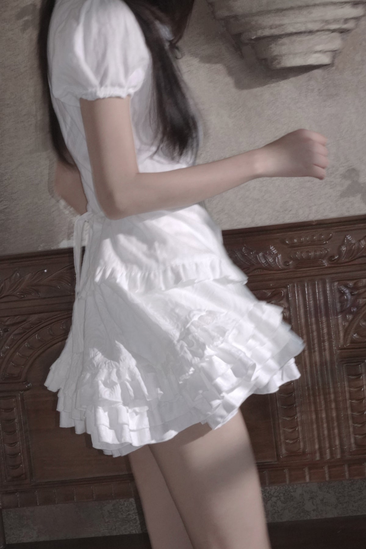 White Rose Jacquard Tiered Skirt