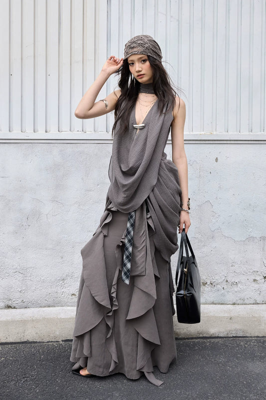 Bohemian Distressed Ruffled Skirt
