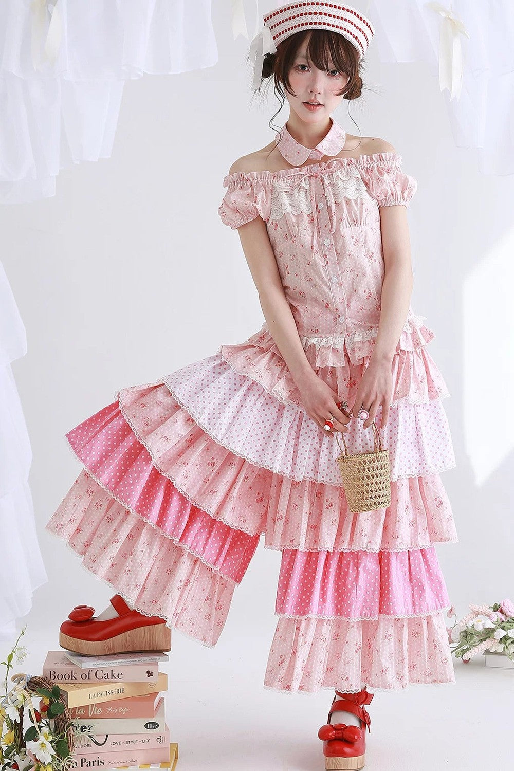 Pink Retro Lolita Polka Dot Blouse