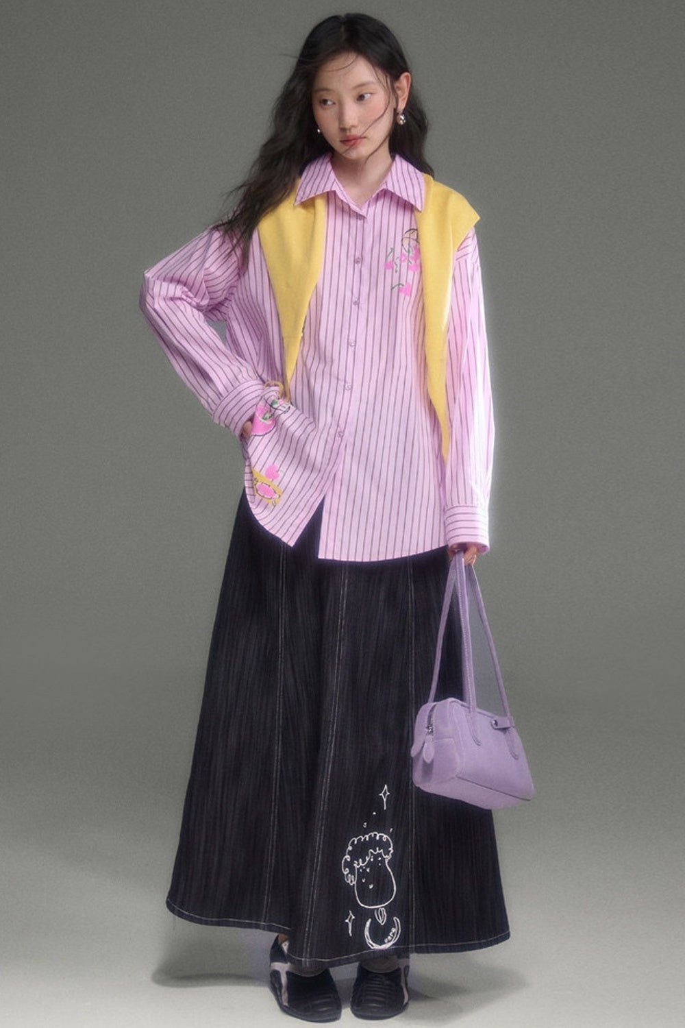 Holiday Striped Long-Sleeve Shirt and Pants Set-Up