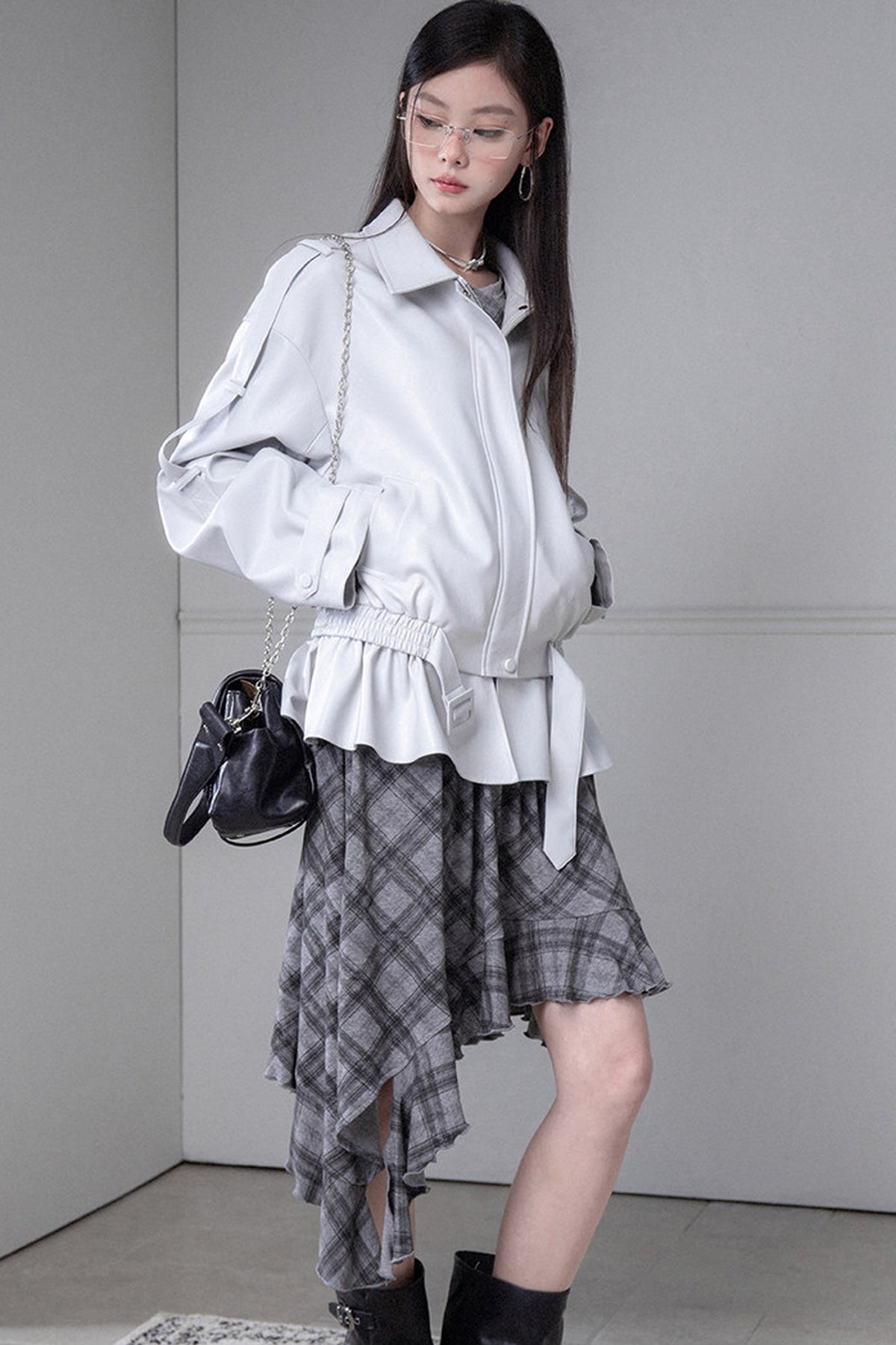 Advanced Silhouette Detachable Hem Leather Jacket
