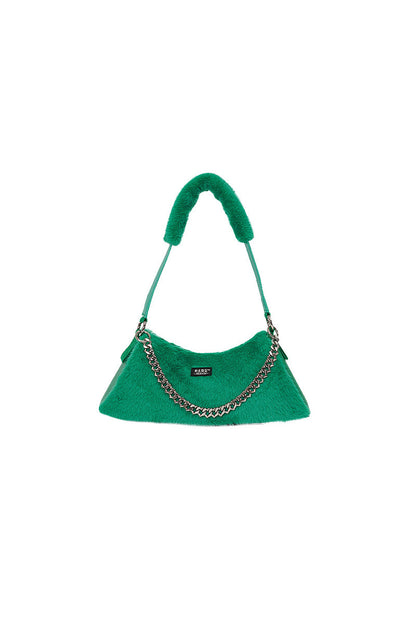 Solid Color Fur Underarm Crossbody Shoulder Bag