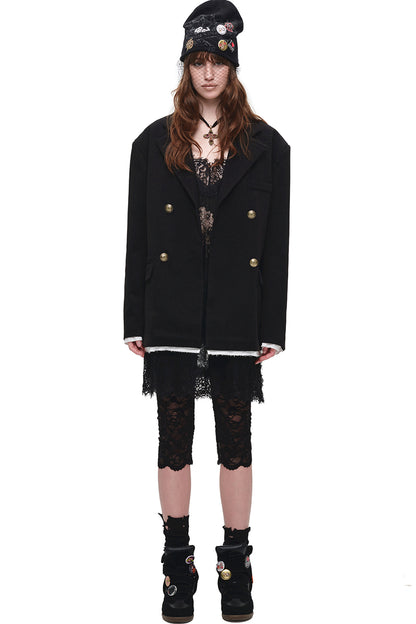 Layered-Look Double-Breasted Blazer