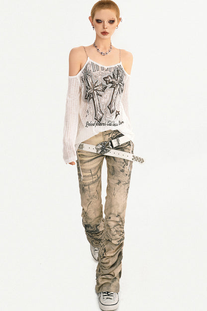Cyberpunk Off-Shoulder Chain Top