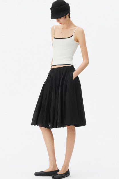 Tencel Pleated A-Line Skirt
