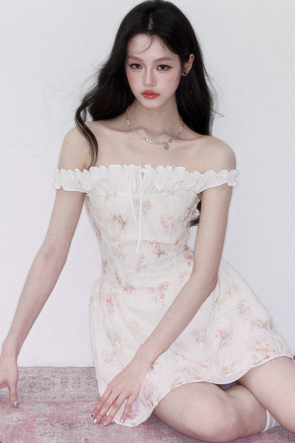 Floral Patchwork One-Shoulder Dress