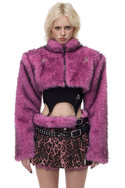 Y2K Gradient Short Fur Jacket