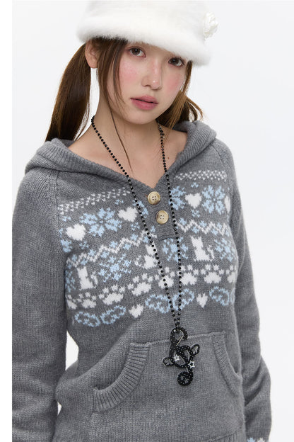 Fair Isle Knit Hoodie