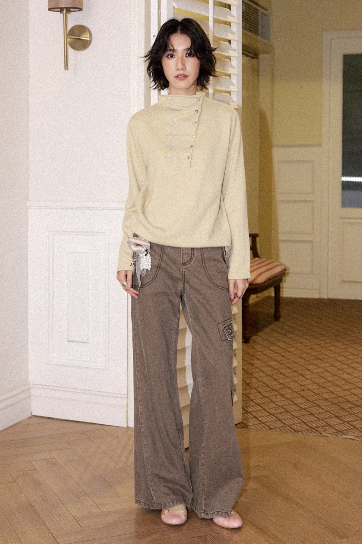 Bamboo Cotton Flared Workwear Pants