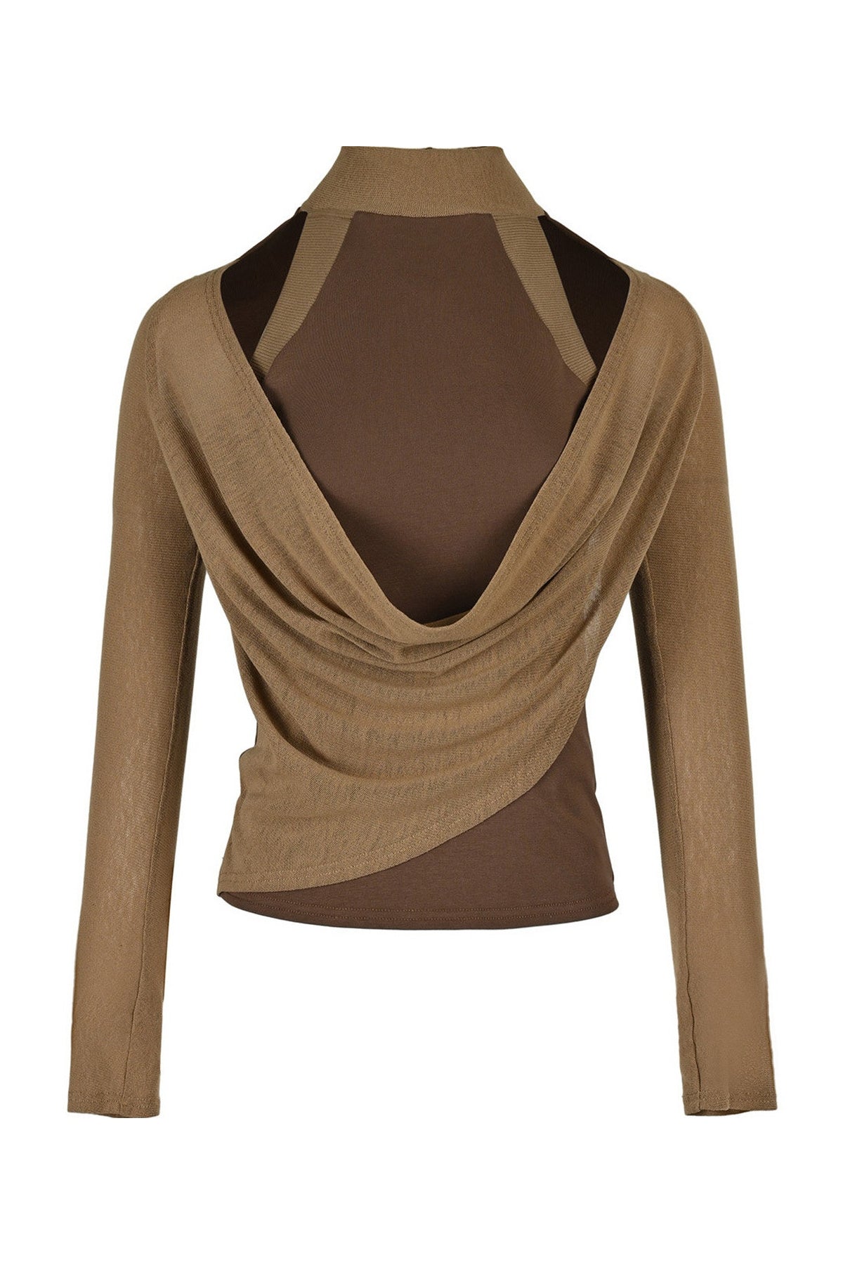 Layered-Look Swing Collar Off-Shoulder T-Shirt