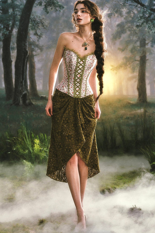 Ensemble Corset Vintage Français avec Lacets