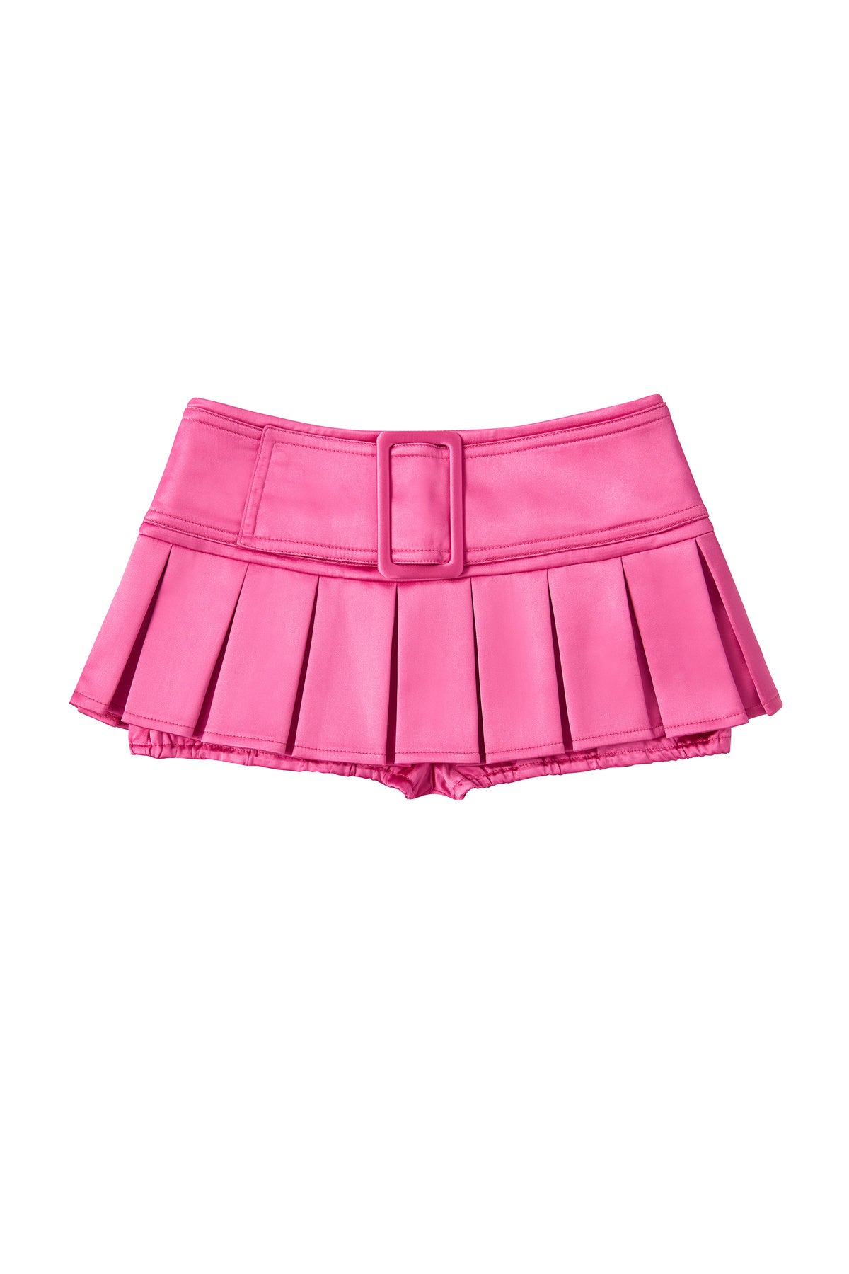 Satin Solid Color Pleated Skirt