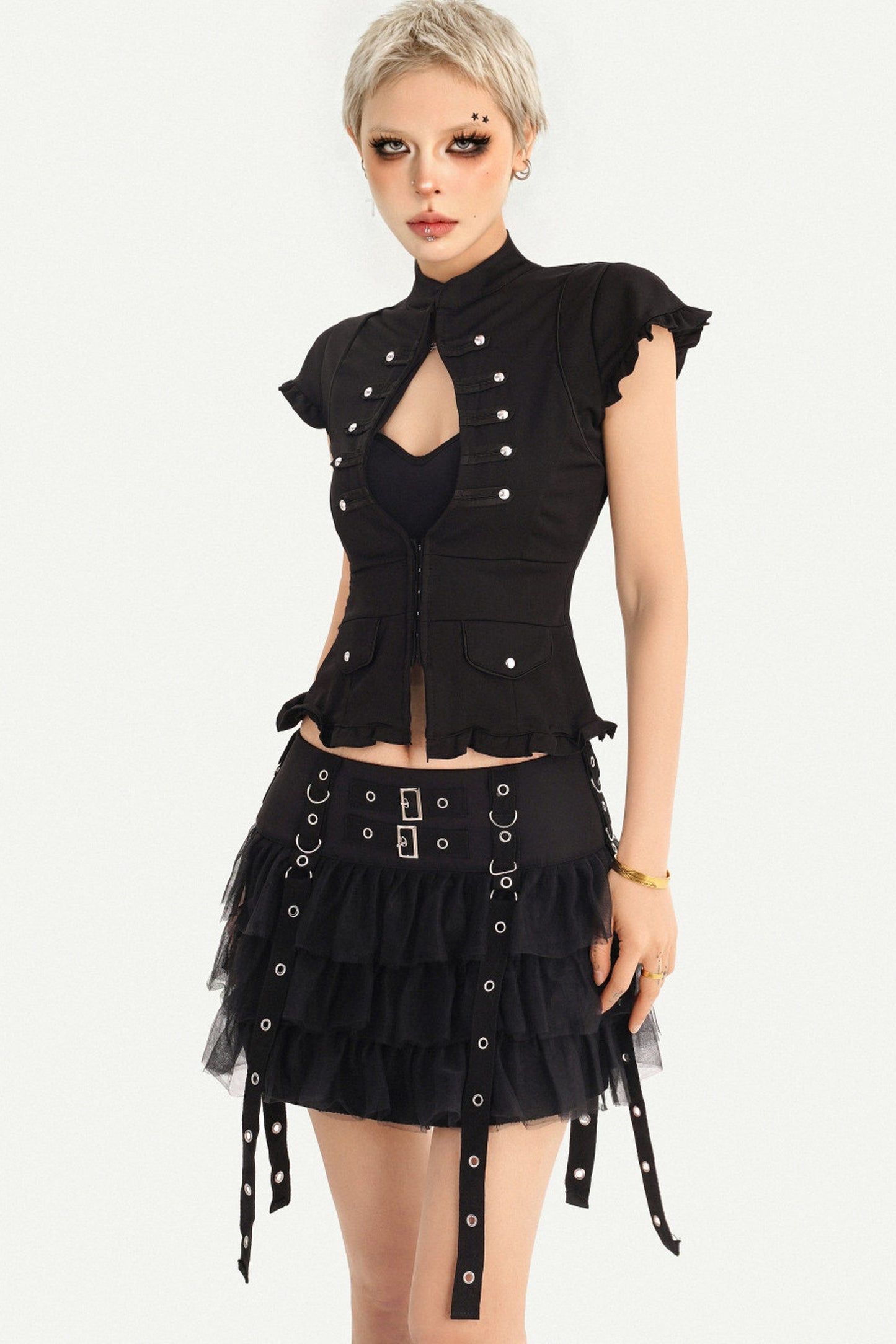Layered Ribbon Punk Skirt