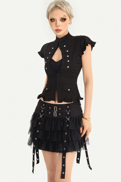 Layered Ribbon Punk Skirt