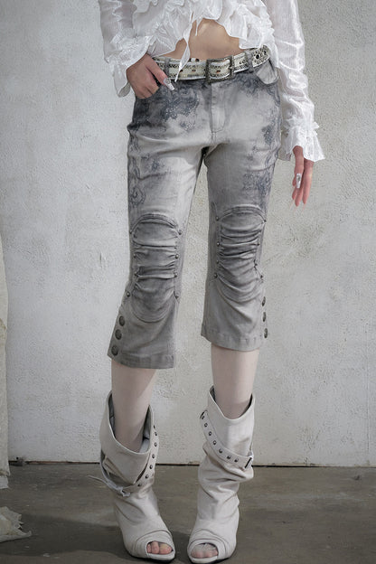 Vintage Distressed Lace Cropped Pants