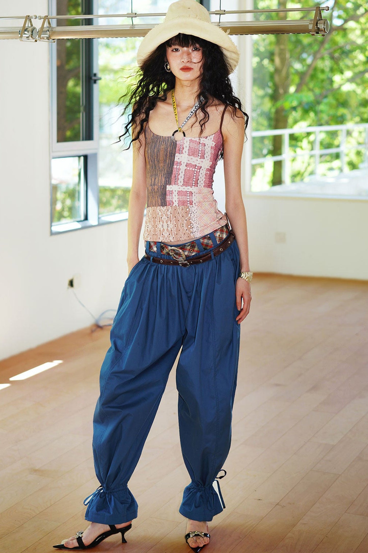 Retro Print Halter Camisole Top
