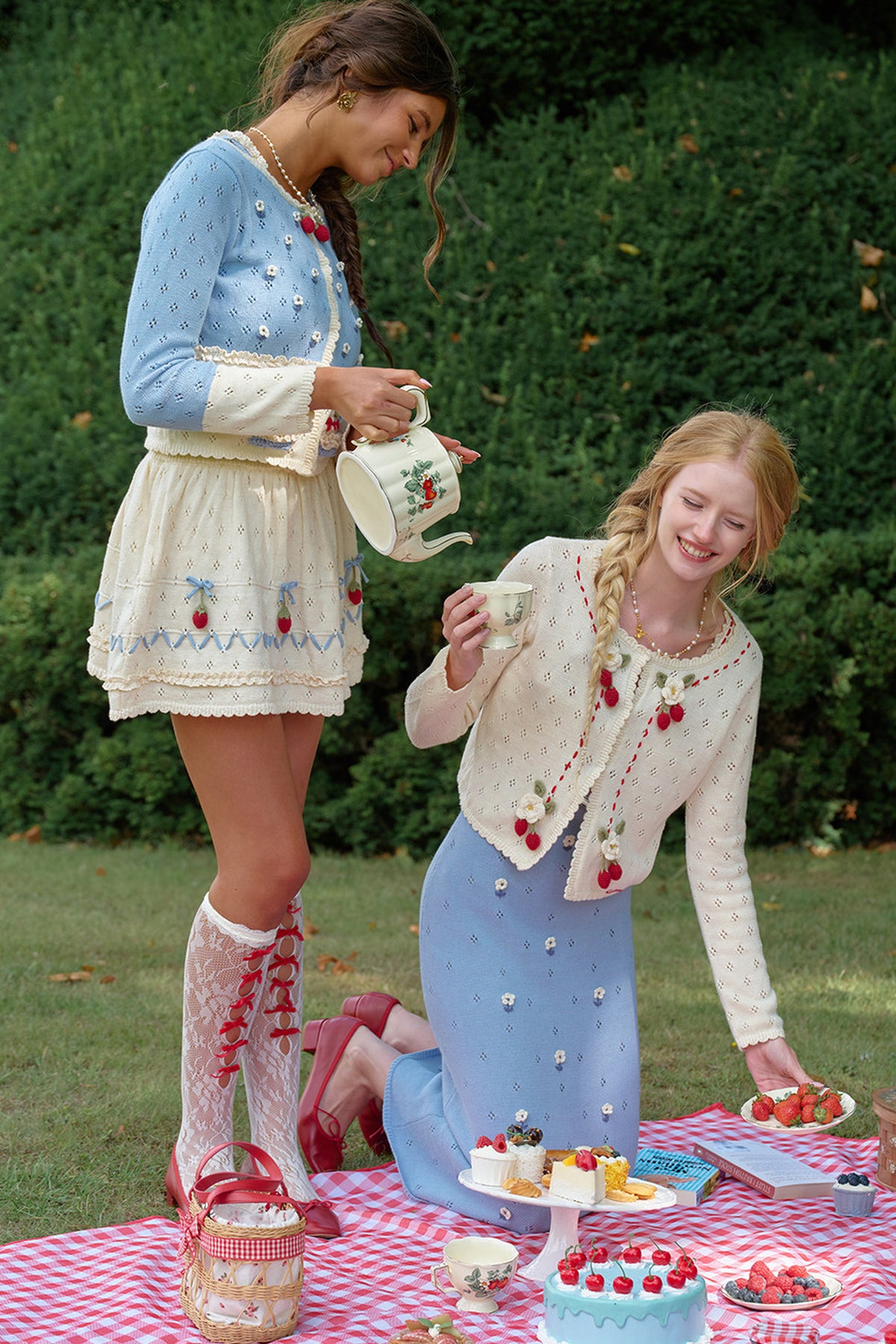 Christmas Berry Knitted Cardigan and Dress Set-Up