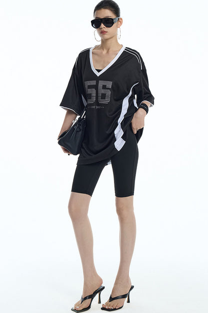 Loose V-Neck Jersey T-Shirt