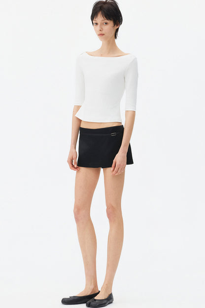 Satin Metallic Lace-Up Skirt