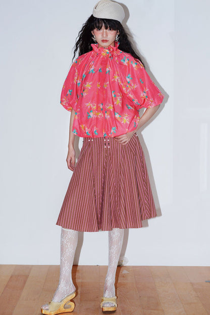 Retro Striped A-Line Skirt
