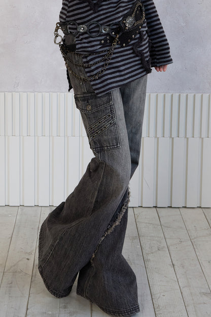 Adjustable Star Striped Knit Skirt