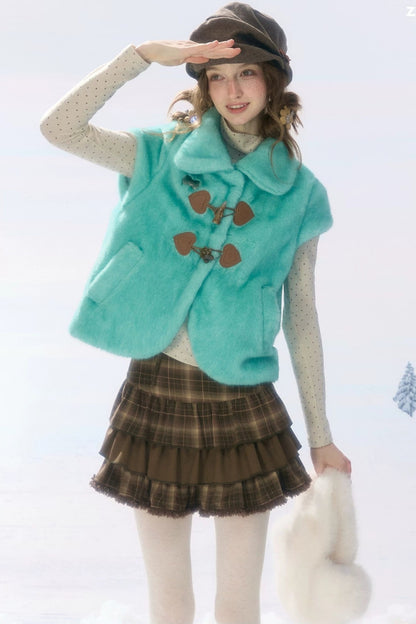 Lamb Wool Toggle Vest Jacket