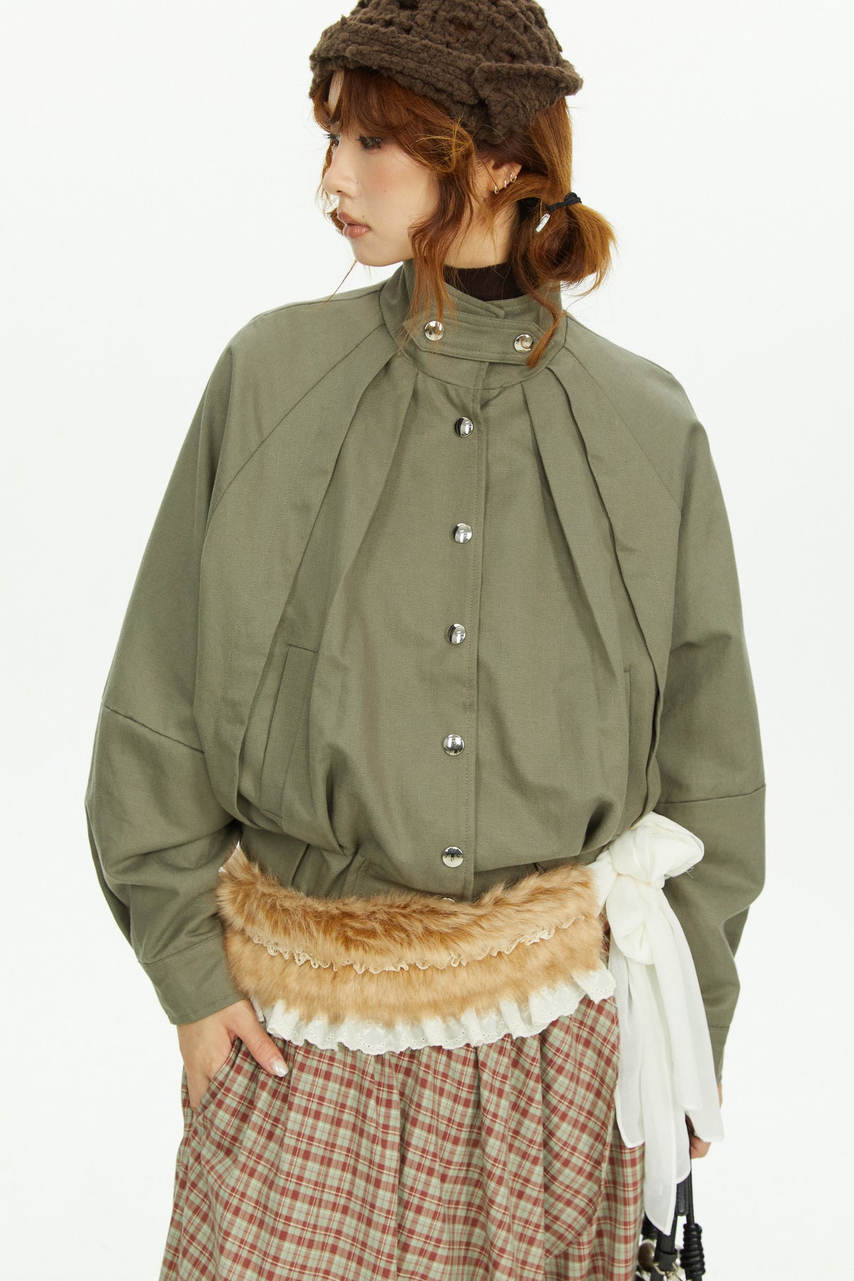 Fur Collar Ribbon Scarf