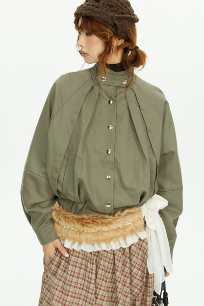 Fur Collar Ribbon Scarf