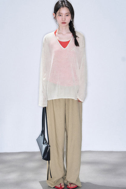 Linen Blend Air Wide-Leg Trousers