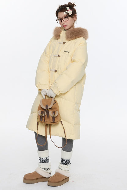 Cream Yellow Horn Button Down Coat