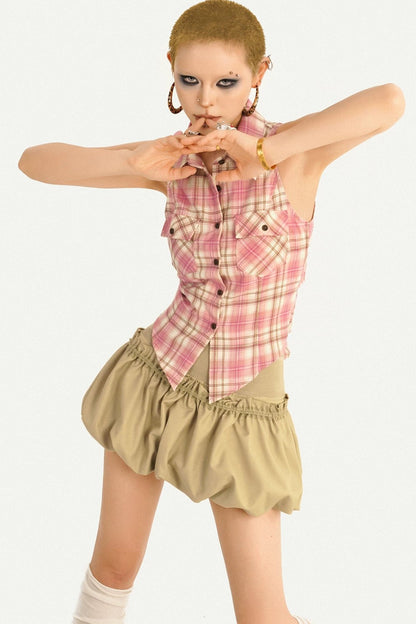Retro Plaid Sleeveless Top