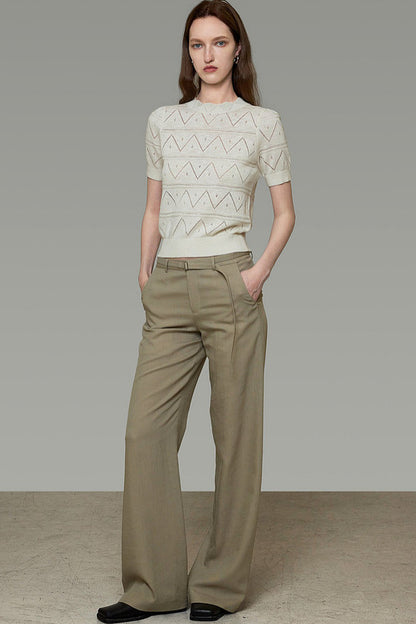 Diamond Hollow Short Sleeve Blouse