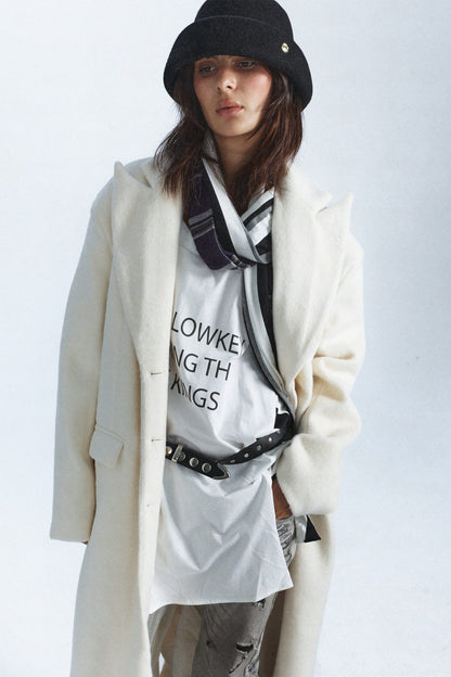 Vintage Letter Patchwork Stereo Cut Robe-Style T-shirt