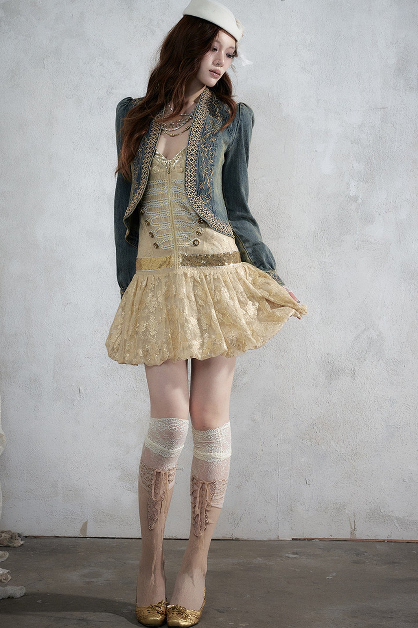 Retro Jacquard Sequin Dress