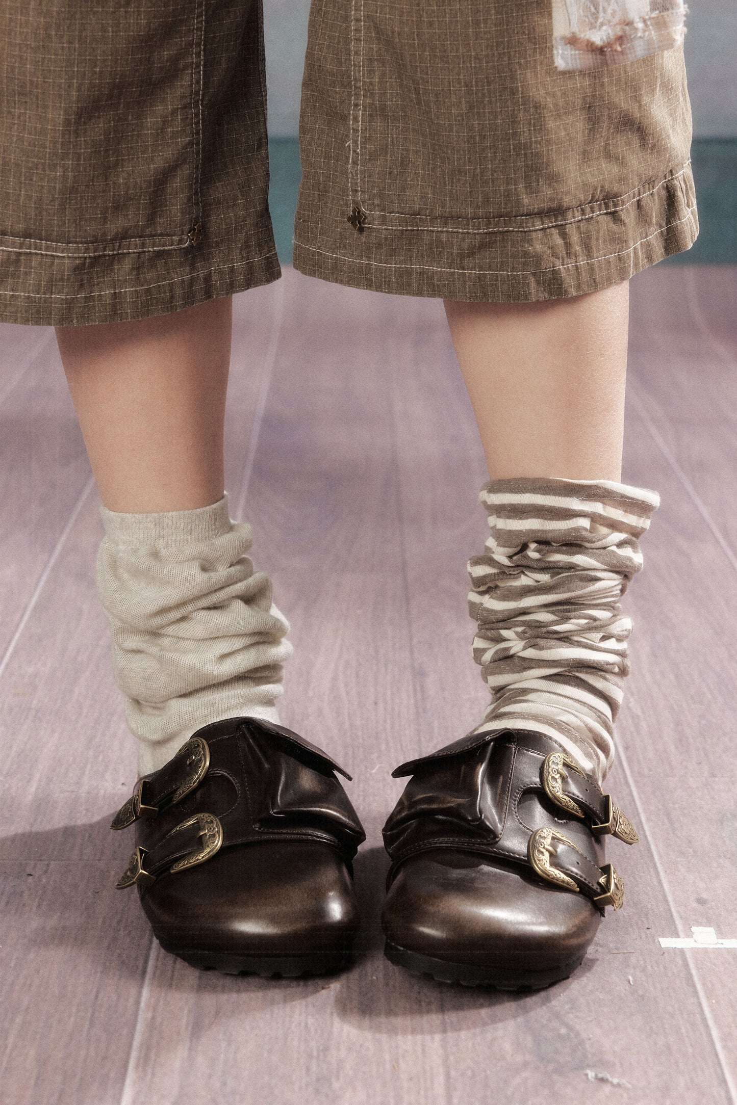 Detachable Leg Strap Buckle Slip-On Shoes