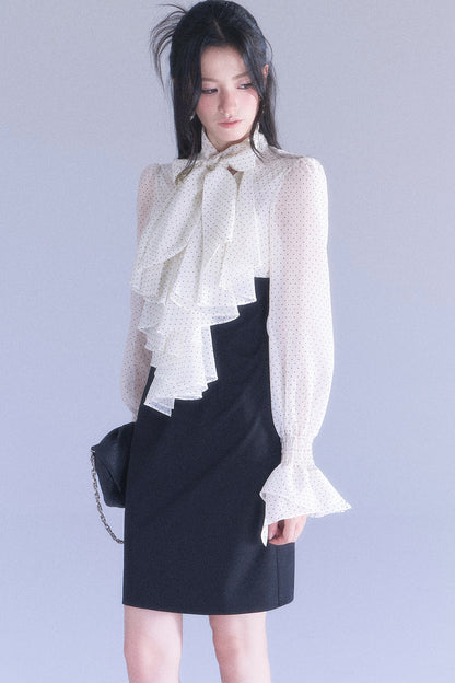 Polka High-Waisted Fishtail Dress