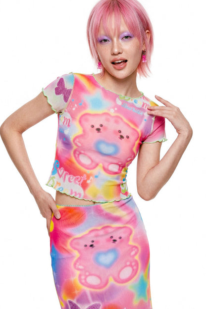 Dopamine Rainbow Mesh Dress