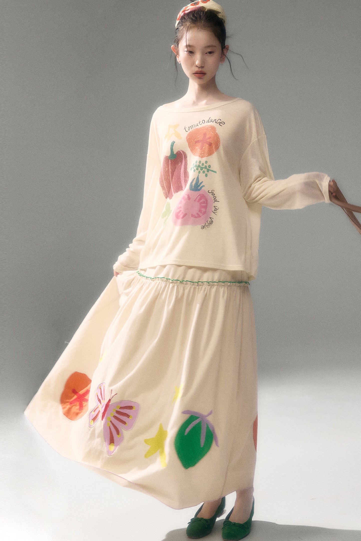 Tencel Butterfly Embroidered Skirt