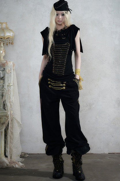 Rhinestone Corset Short-Sleeve Knit Dress