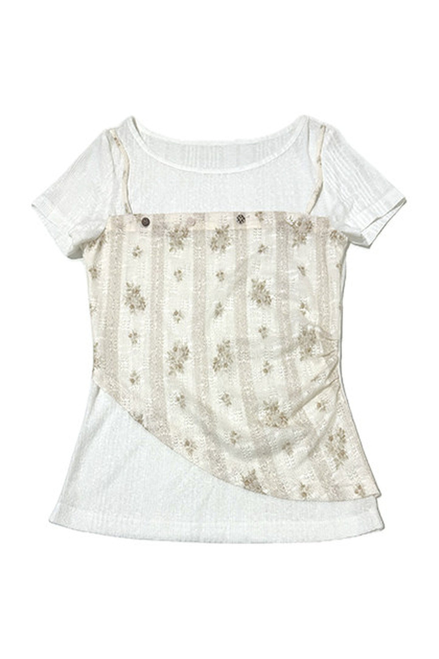 Floral Layered-Look Camisole Short Sleeve Top