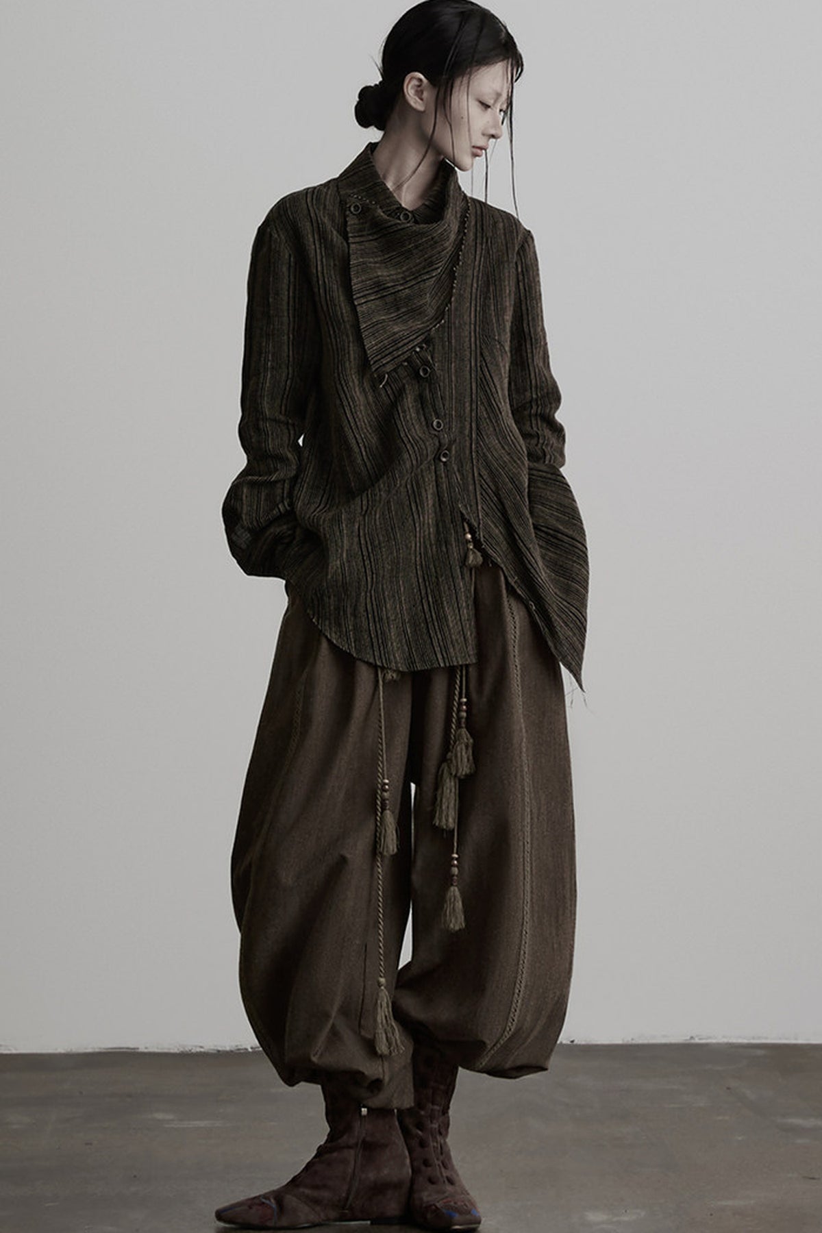 Multi-Belt Straight-Leg A-Line Wide Pants