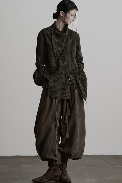 Multi-Belt Straight-Leg A-Line Wide Pants