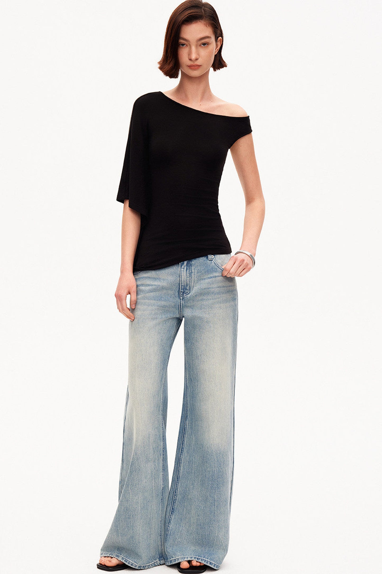 Tencel Asymmetric One-Shoulder Top