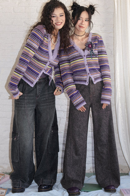 Striped V-Neck Cardigan