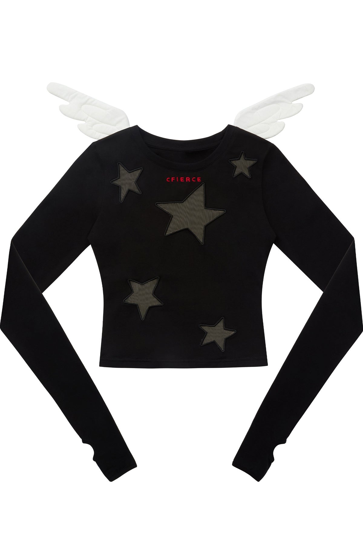 Angel Wings Star Cutout Long-Sleeve Top