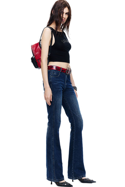 One-Shoulder Square Metal Rhinestone Tank Top