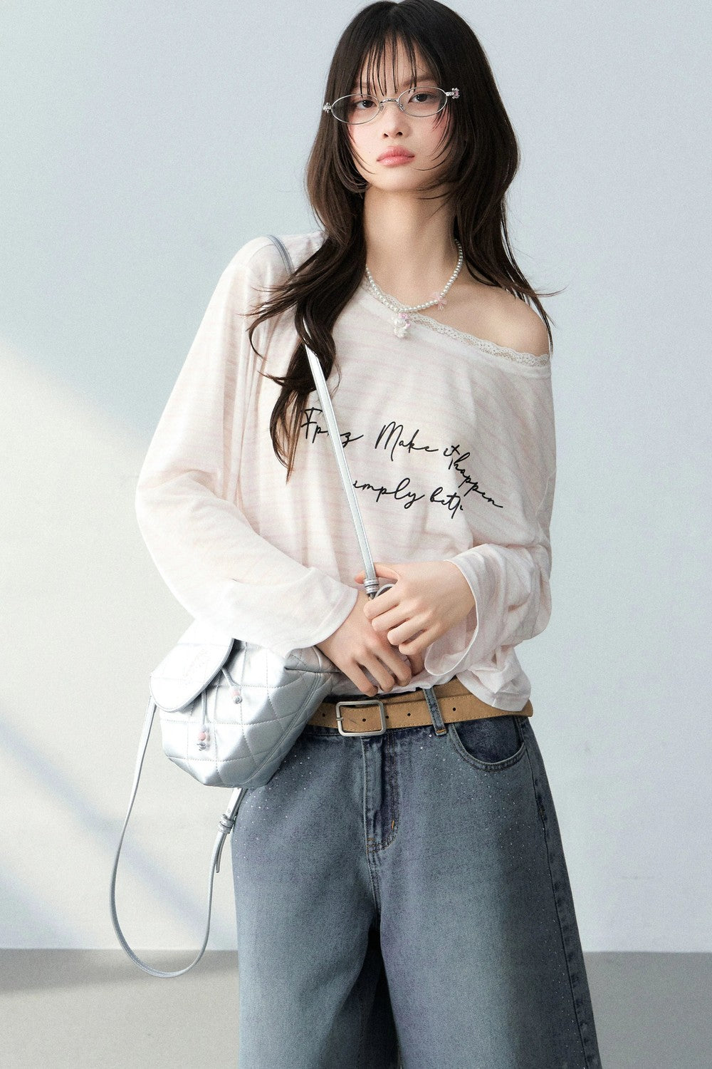 Striped Lace Off-Shoulder Top
