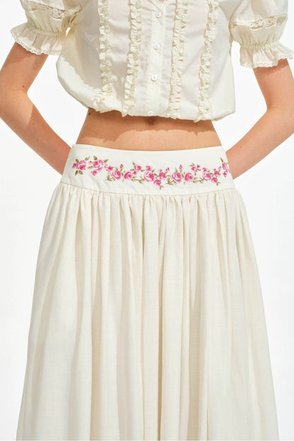 Rose Holiday Ramie Puff Sleeve Set-Up