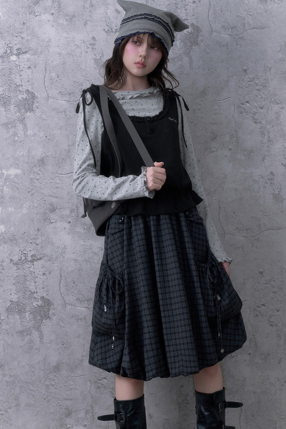 Y2K Gray Black Layered Vest Top Set-Up