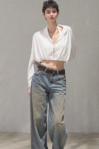 Vintage Hand-Painted Wide Leg Jeans Set